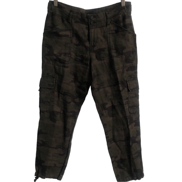 Sanctuary by Anthropologie Linen Relaxed Fit Camo Cargo Pants Size 25 - Picture 2 of 16